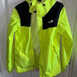 The North Face Men’s Neon Green/yellow & Black Hooded Windbreaker Jacket, small